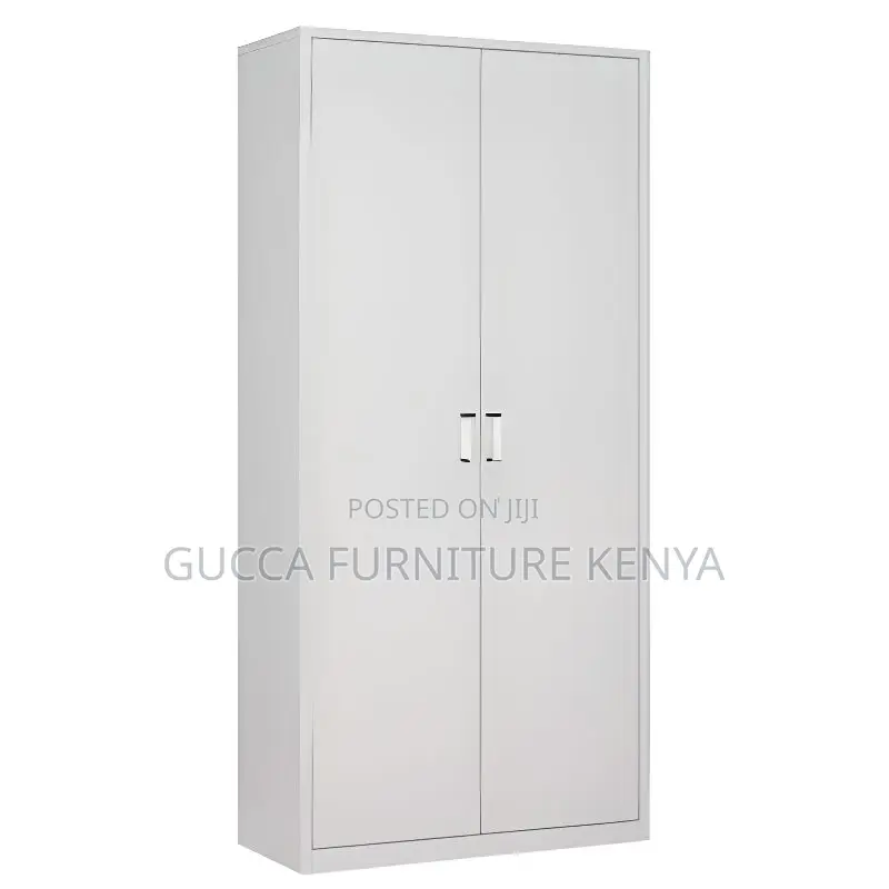 Cabinets: White Trendy Steel 2-Full Door Storage Cabinet