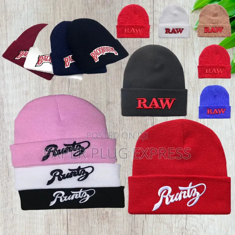 Raw Embroidery Beanie Hats