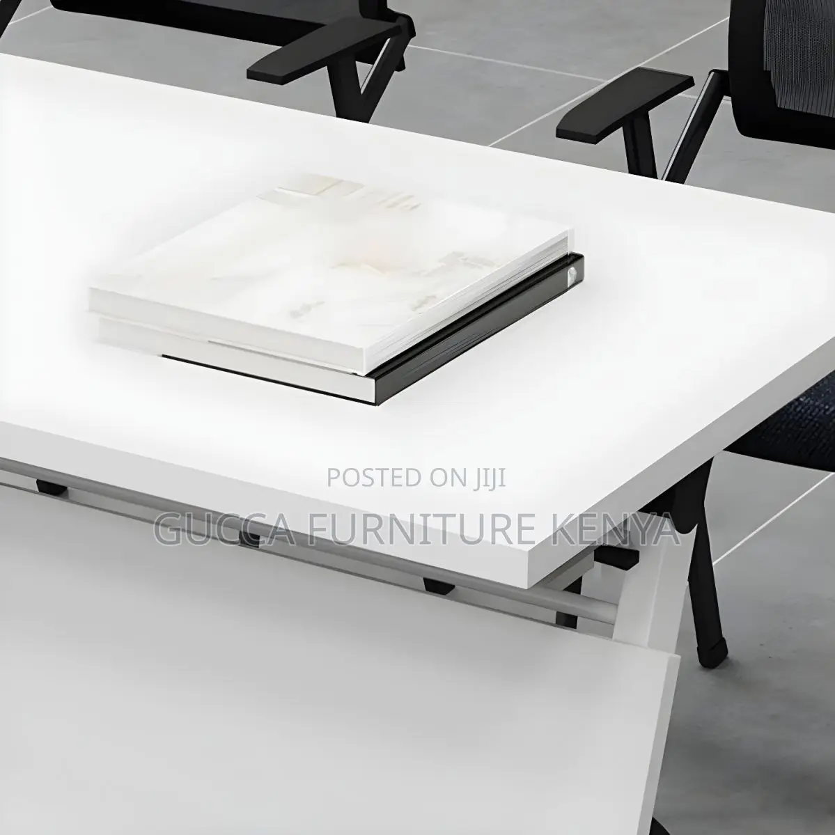 Office Tables:120cm Sleek White Wood Foldable Office Table