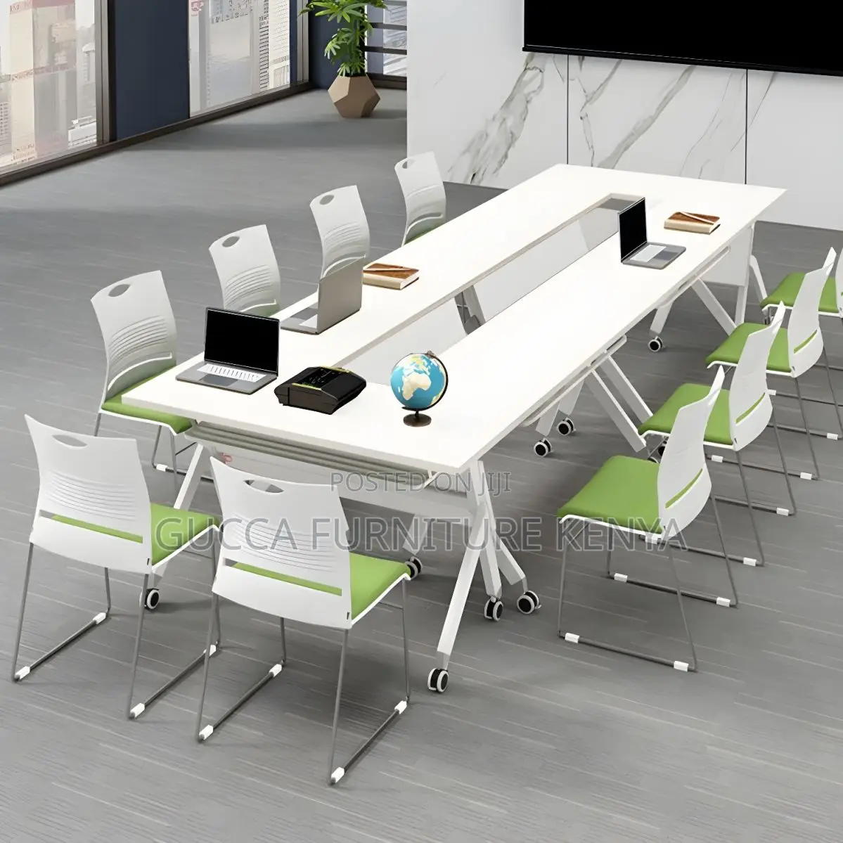Office Tables:120cm Sleek White Wood Foldable Office Table