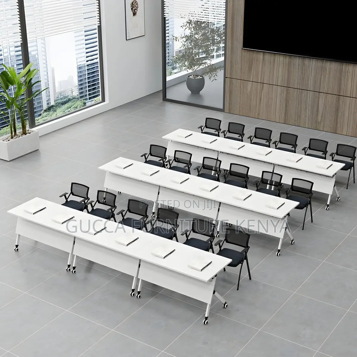 Office Tables:120cm Sleek White Wood Foldable Office Table
