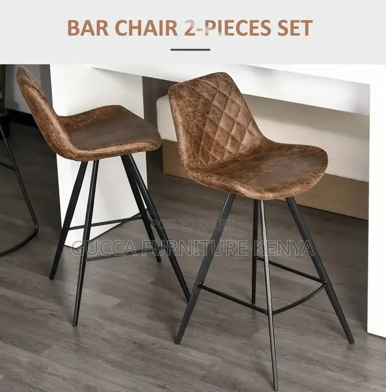 Home Chairs: Leather Padded Comfortable Footrest Barstool
