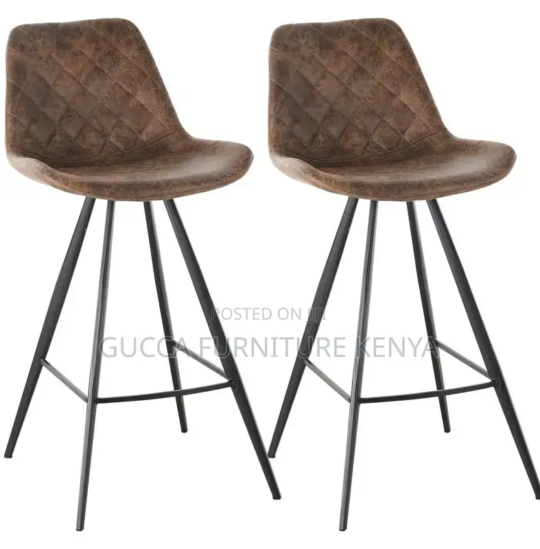 Home Chairs: Leather Padded Comfortable Footrest Barstool