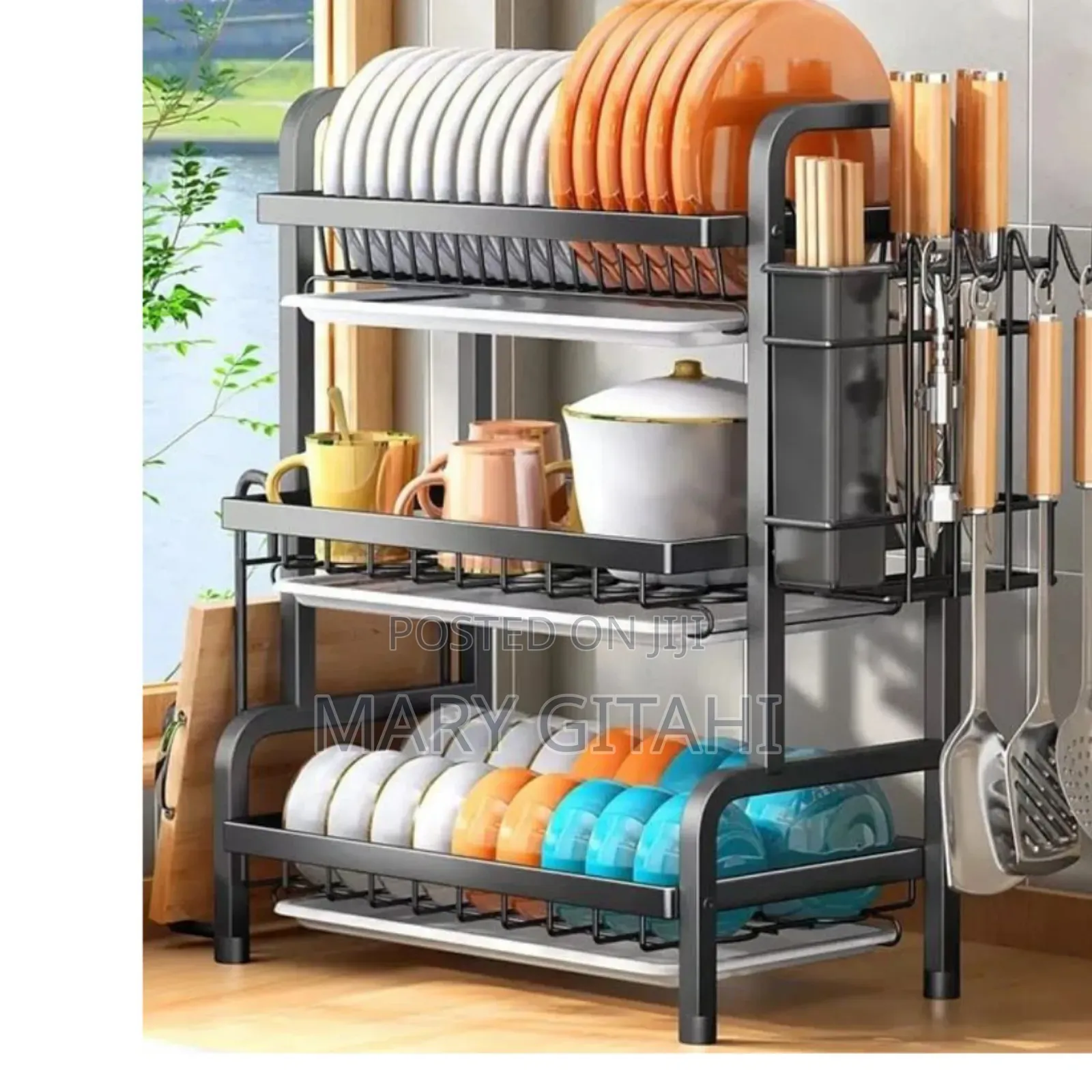 3-Tier Kitchen Dish Rack With Drain Tray