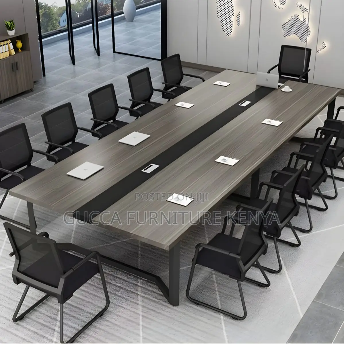 Office Tables:2400mm Glossy Black Office Conference Table