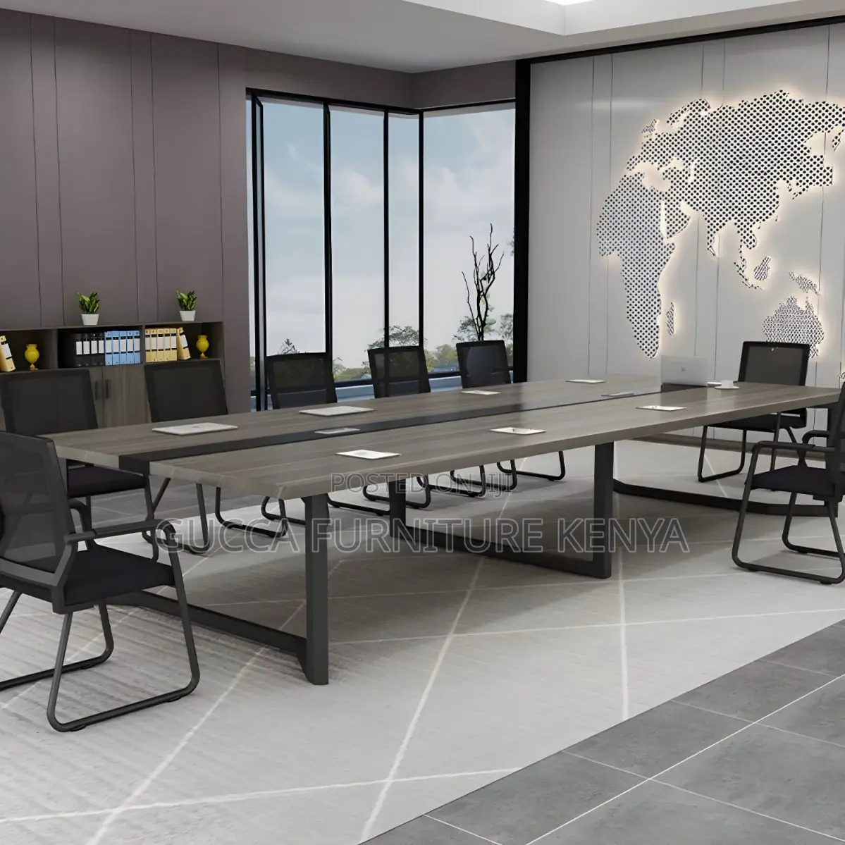 Office Tables:2400mm Glossy Black Office Conference Table