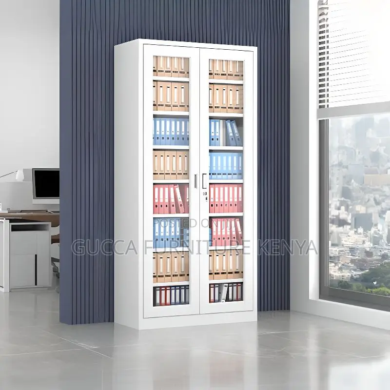 Cabinets:2-Glass Door Storage Cabinet With Changeable Shelf