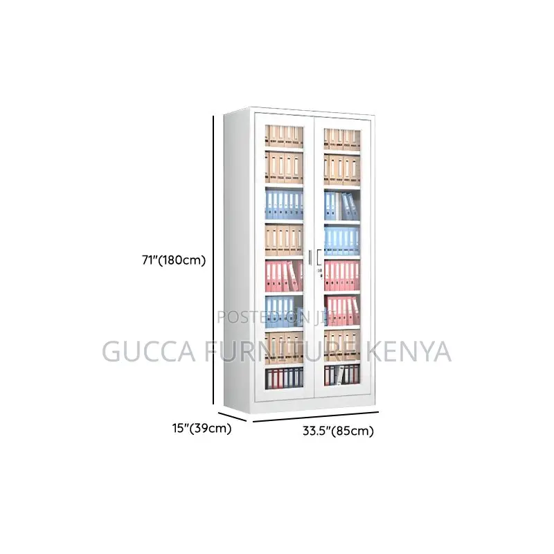 Cabinets:2-Glass Door Storage Cabinet With Changeable Shelf
