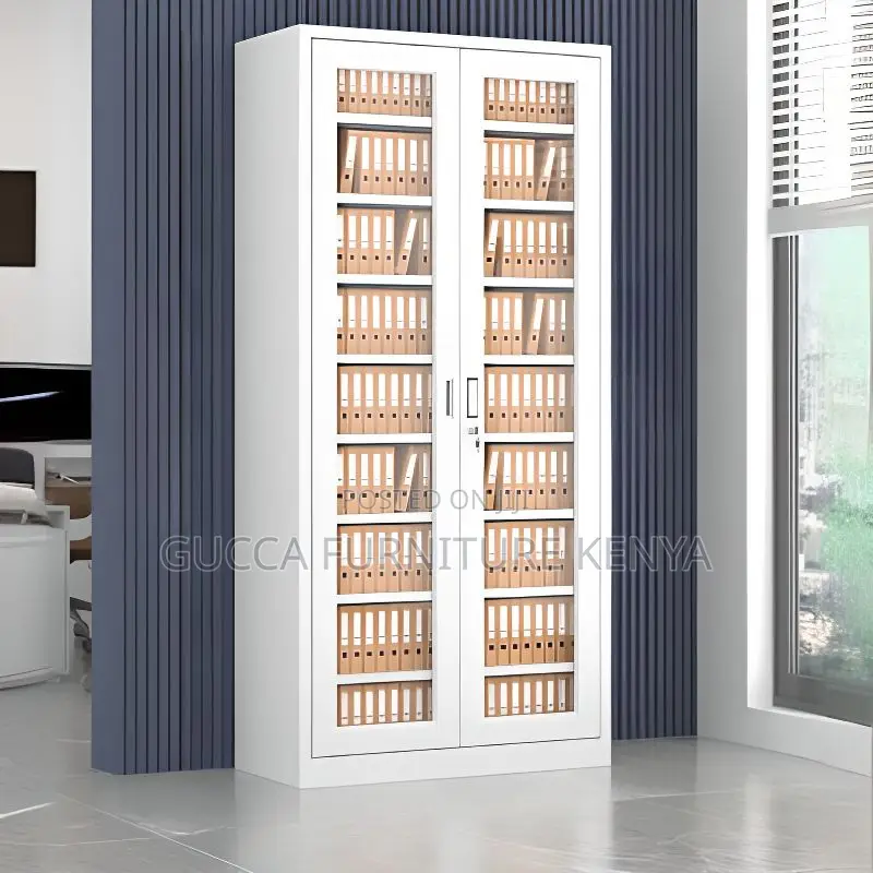 Cabinets:2-Glass Door Storage Cabinet With Changeable Shelf