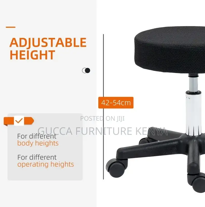 Home: Black Swivel Adjustable Salon Stool