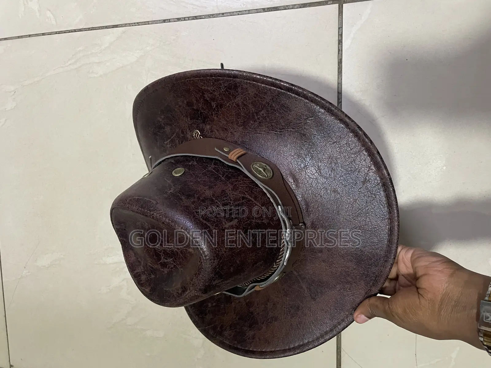 Brown Vintage Leather Cowboy Hat