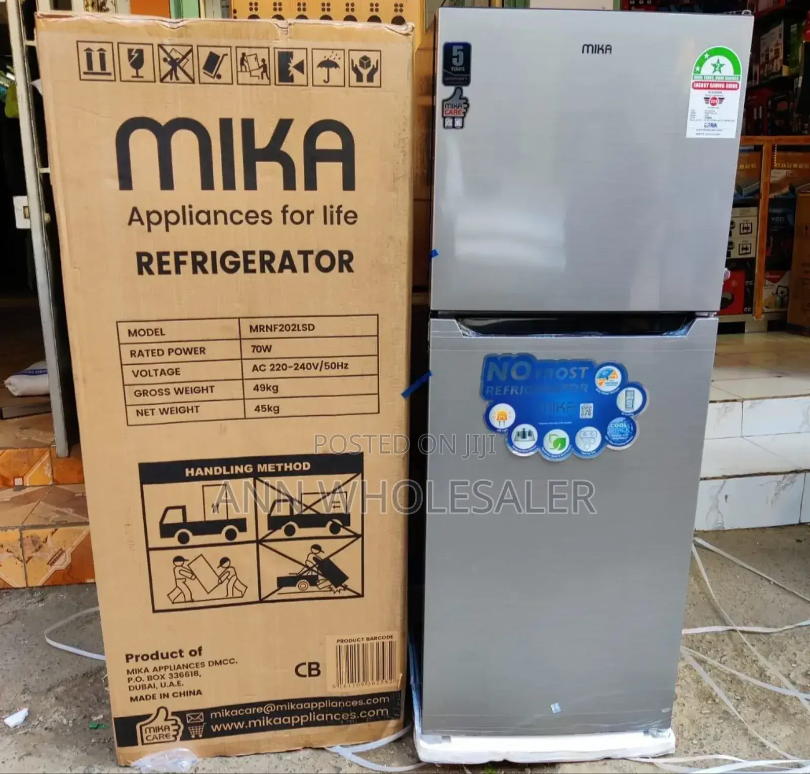 *Mika 202litres Double Door Fridge NO FROST 1.