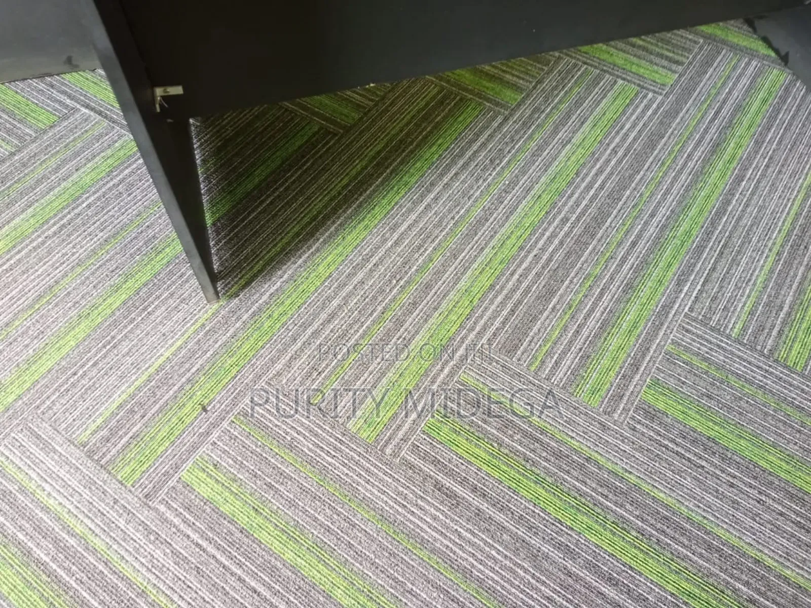 Green Lined Carpet Tiles With Grey Shade