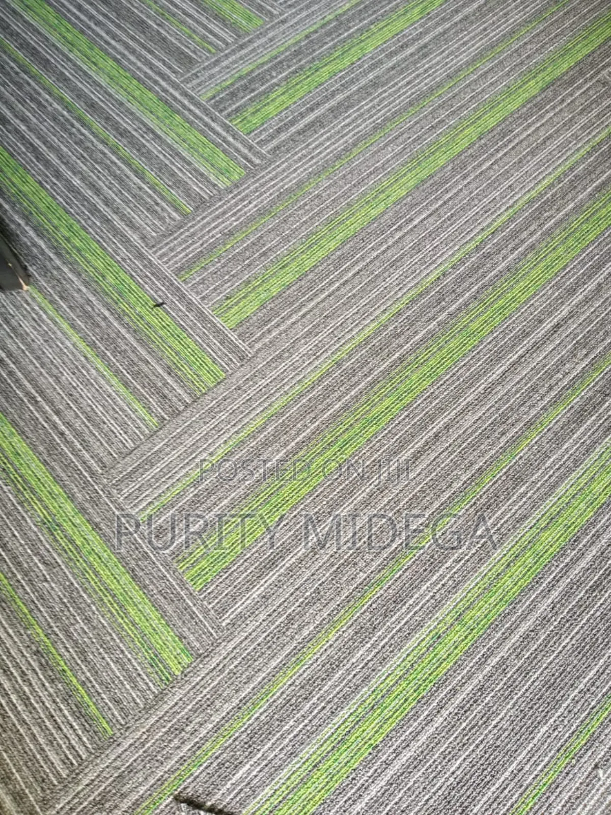Green Lined Carpet Tiles With Grey Shade