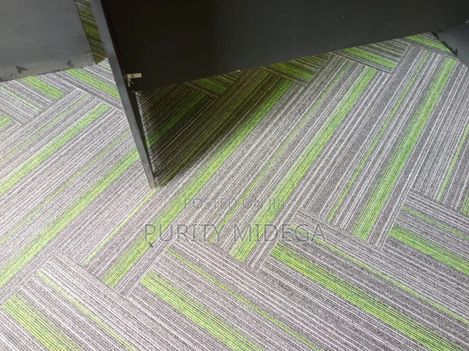 Green Lined Carpet Tiles With Grey Shade