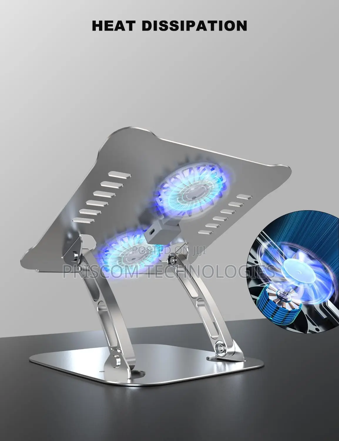 Aluminium Laptop Stand V4.1 With 2 Cooling Fans Portable