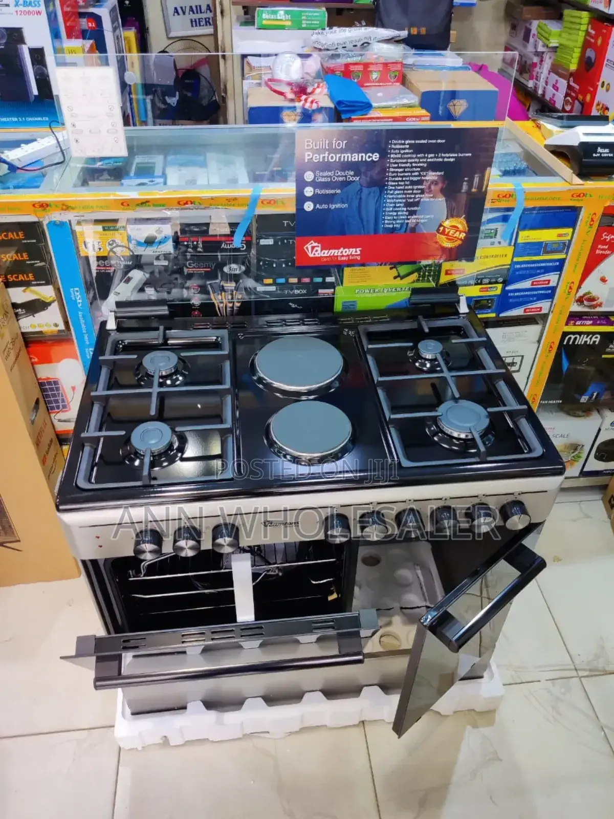 Ramtons 4gas+2electric Standing Cooker,With Gas Storage
