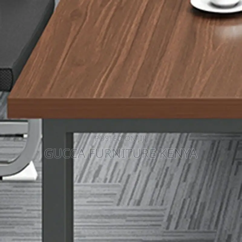 Office Tables:2400mm Sturdy Black Iron Base Boardroom Table