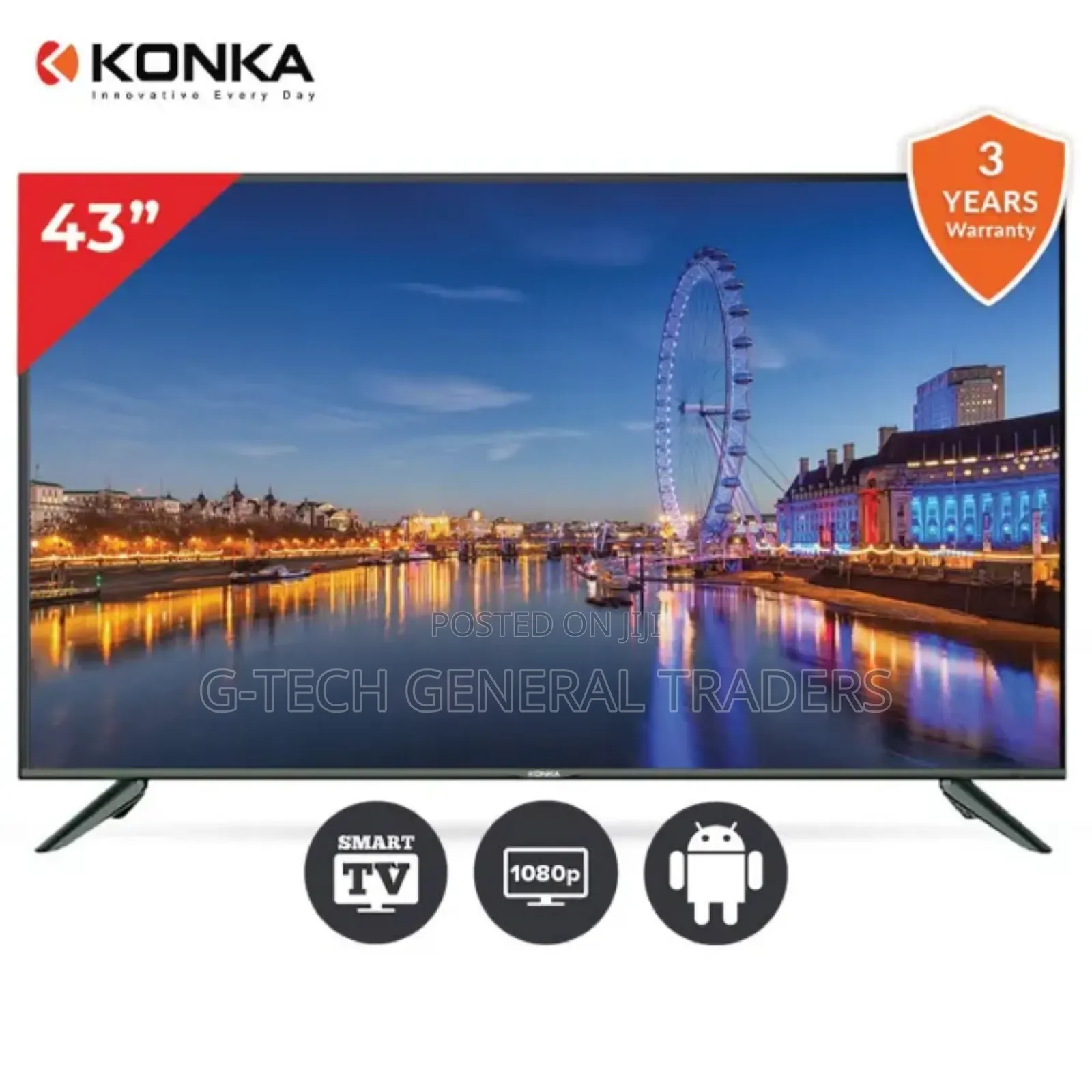 Konka 43inch Smart Android Frameless Led Tv,Netflix, Youtube
