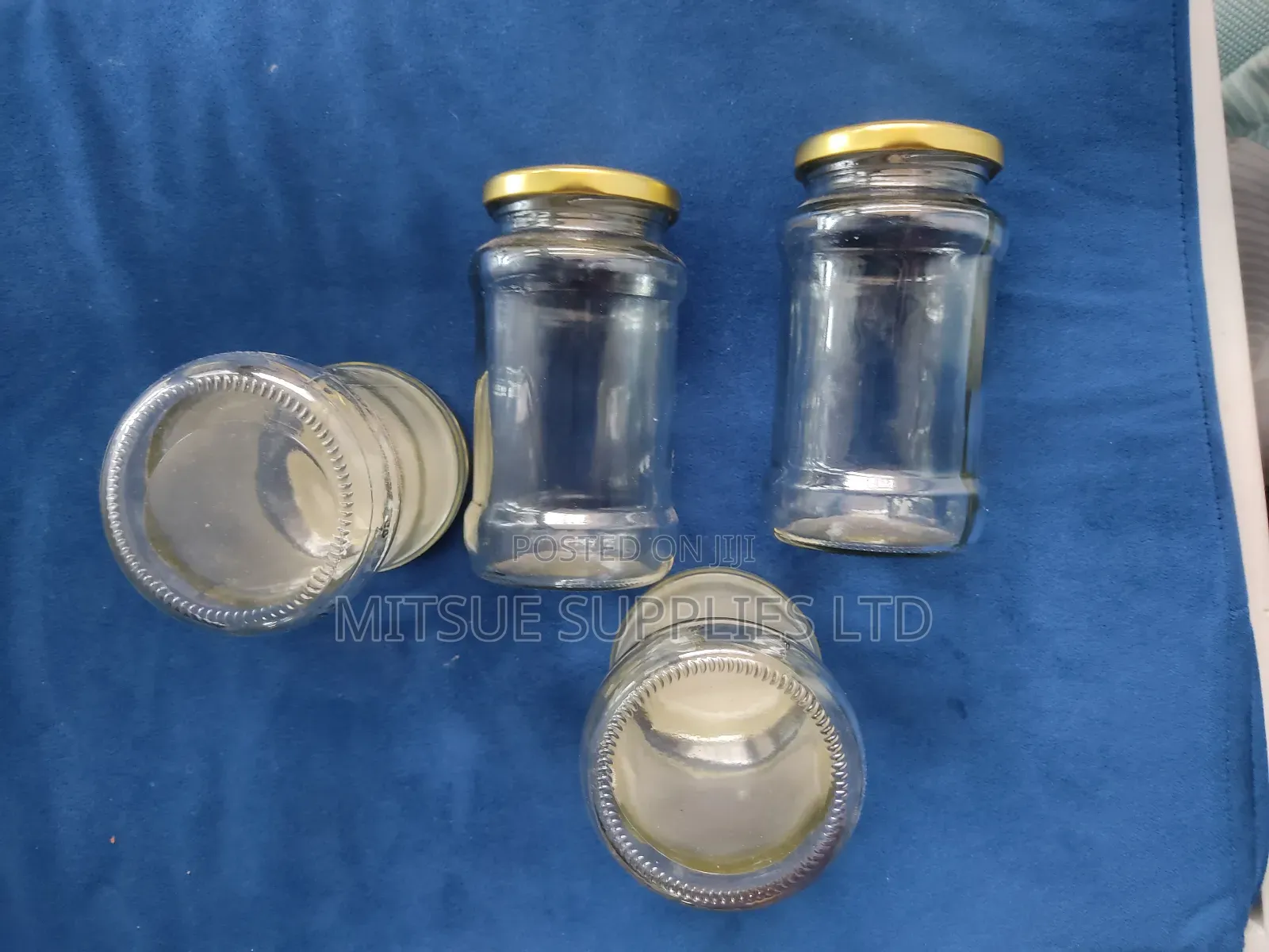 A Dozen 400ml Fudcor Glass/Spice Jars W/Gold Metallic Lids