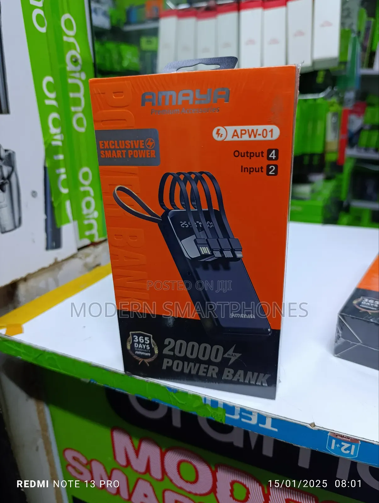 AMAYA APW O1 20000mah With Inbuilt Cables Powerbank