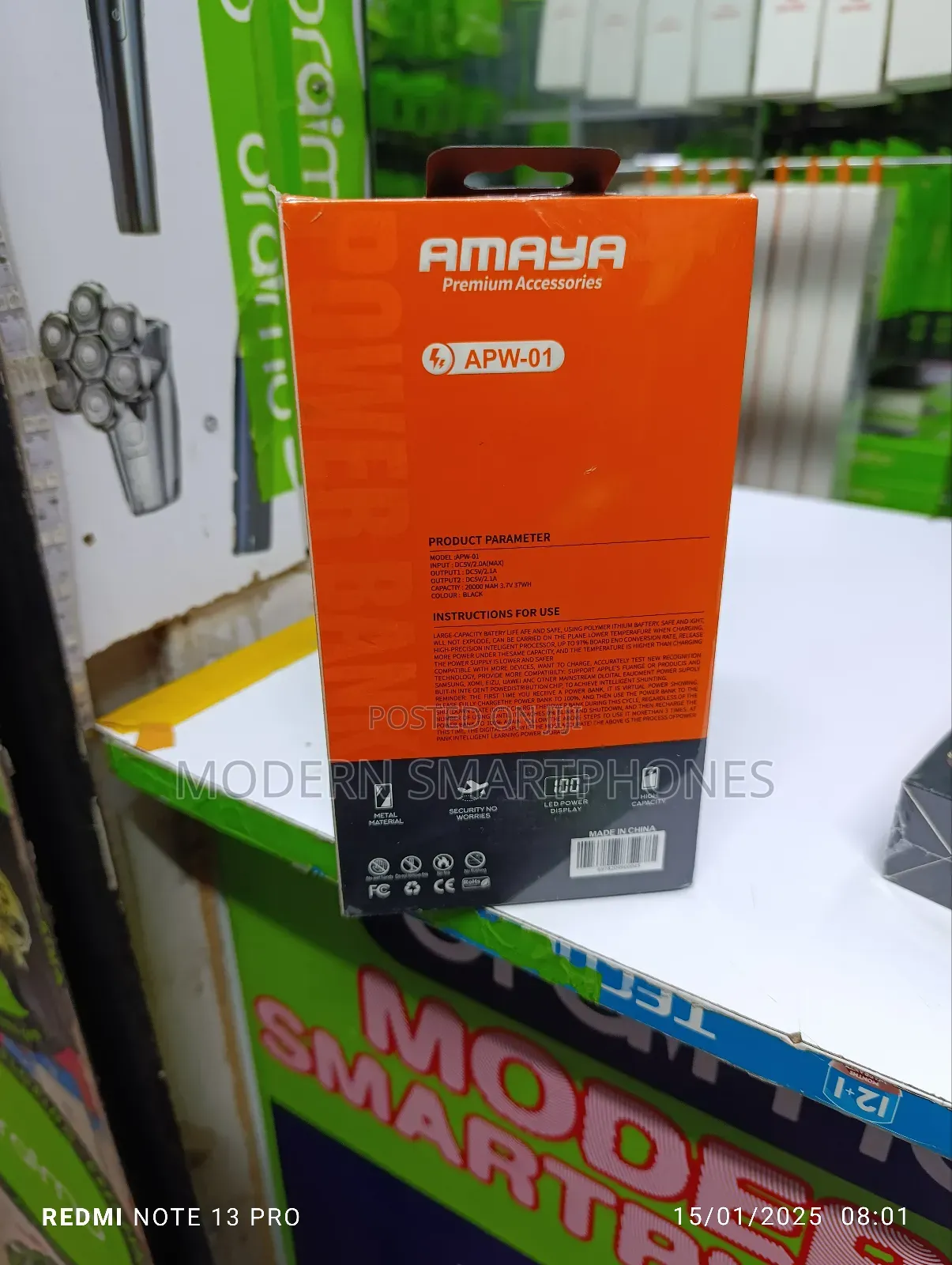 AMAYA APW O1 20000mah With Inbuilt Cables Powerbank