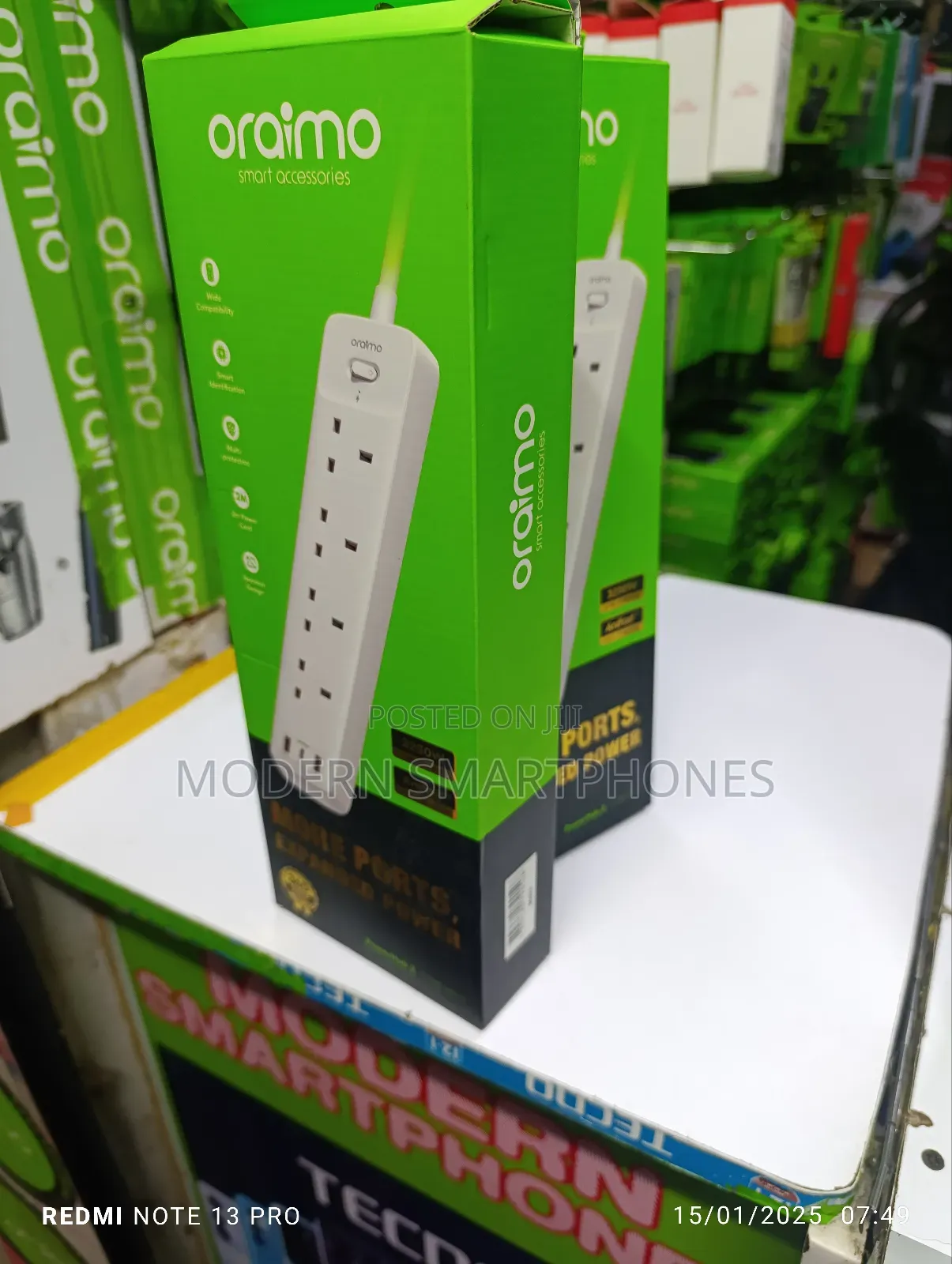 Oraimo Powerhub C 2M 4-Ac 3-Usb Power Strip Extension