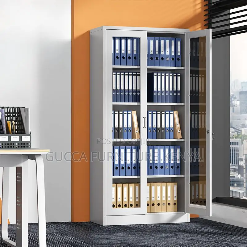 Cabinets: 2-Class Door Casual Steel Fill Storage Cabinet