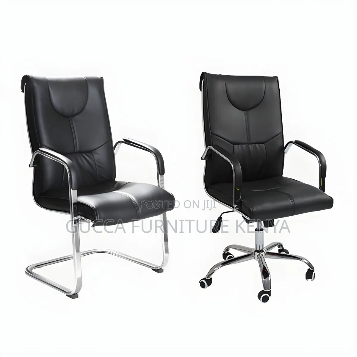 Office Chairs: Chrome Base Leather Executive Staff Chair