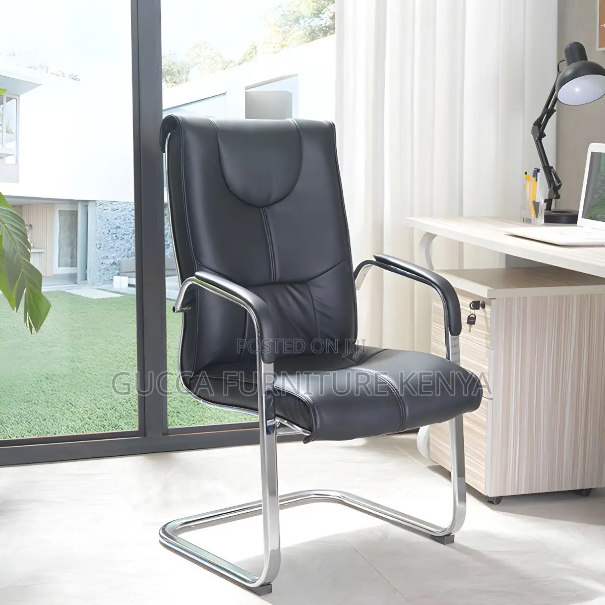 Office Chairs: Chrome Base Leather Executive Staff Chair