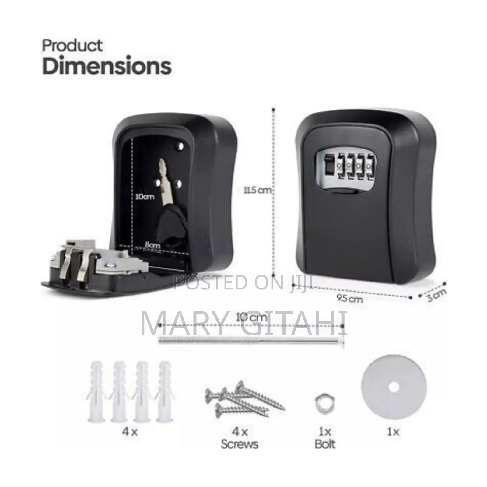 Key Lock Box Full Metallic 4-Digit Combination Key Safe Box