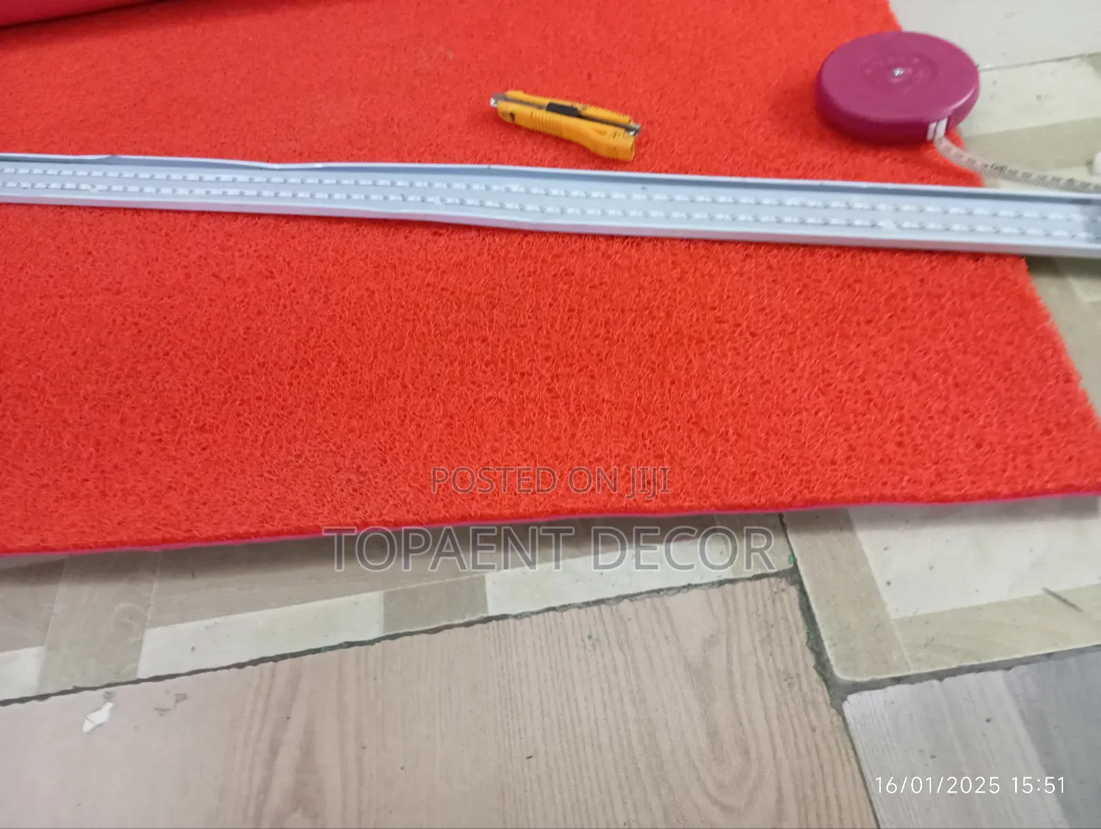 Red Coil Mat Spaghetti PVC Antislip Mats Easy to Clean Rugs