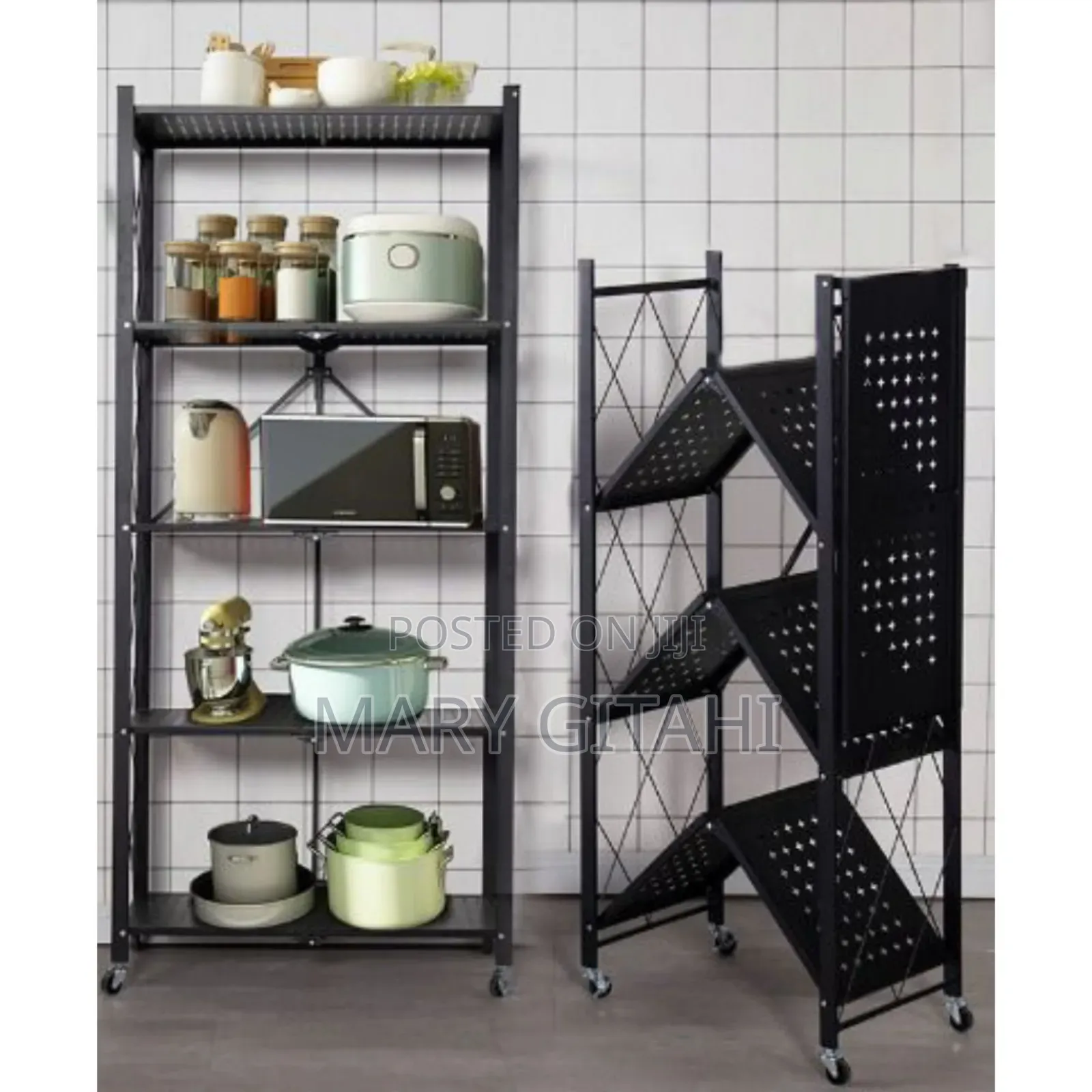 Foldable Kitchen Rack With Wheels - 5**TIERS