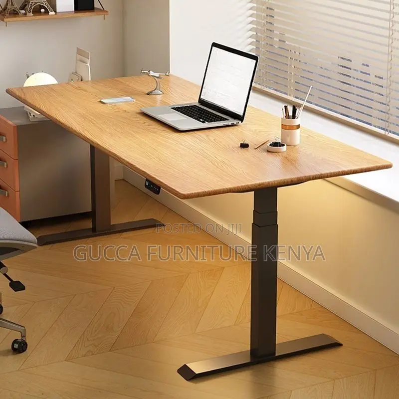 Office Tables:Automated Motorized T-Shape Standing Work Desk