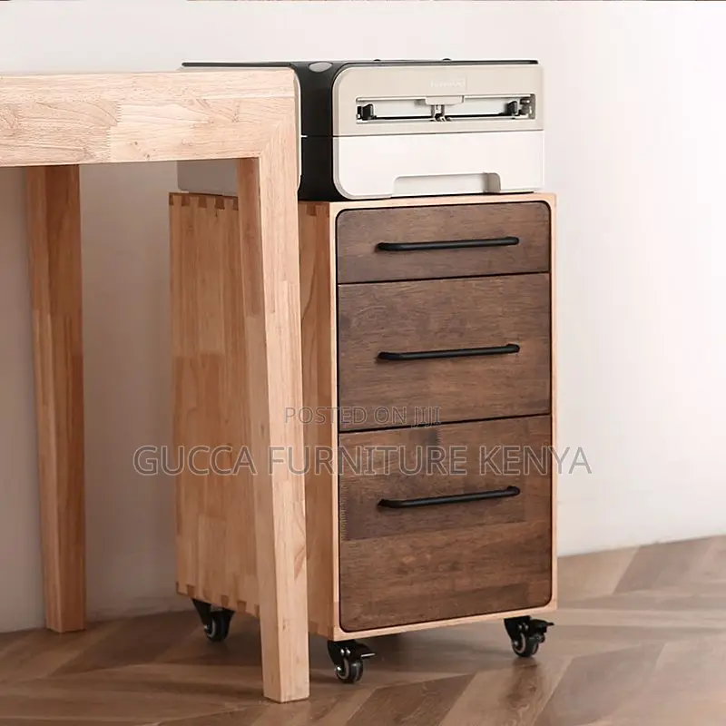 Cabinets: Mobile Pedestal Classic Rubberwood Office Cabinet