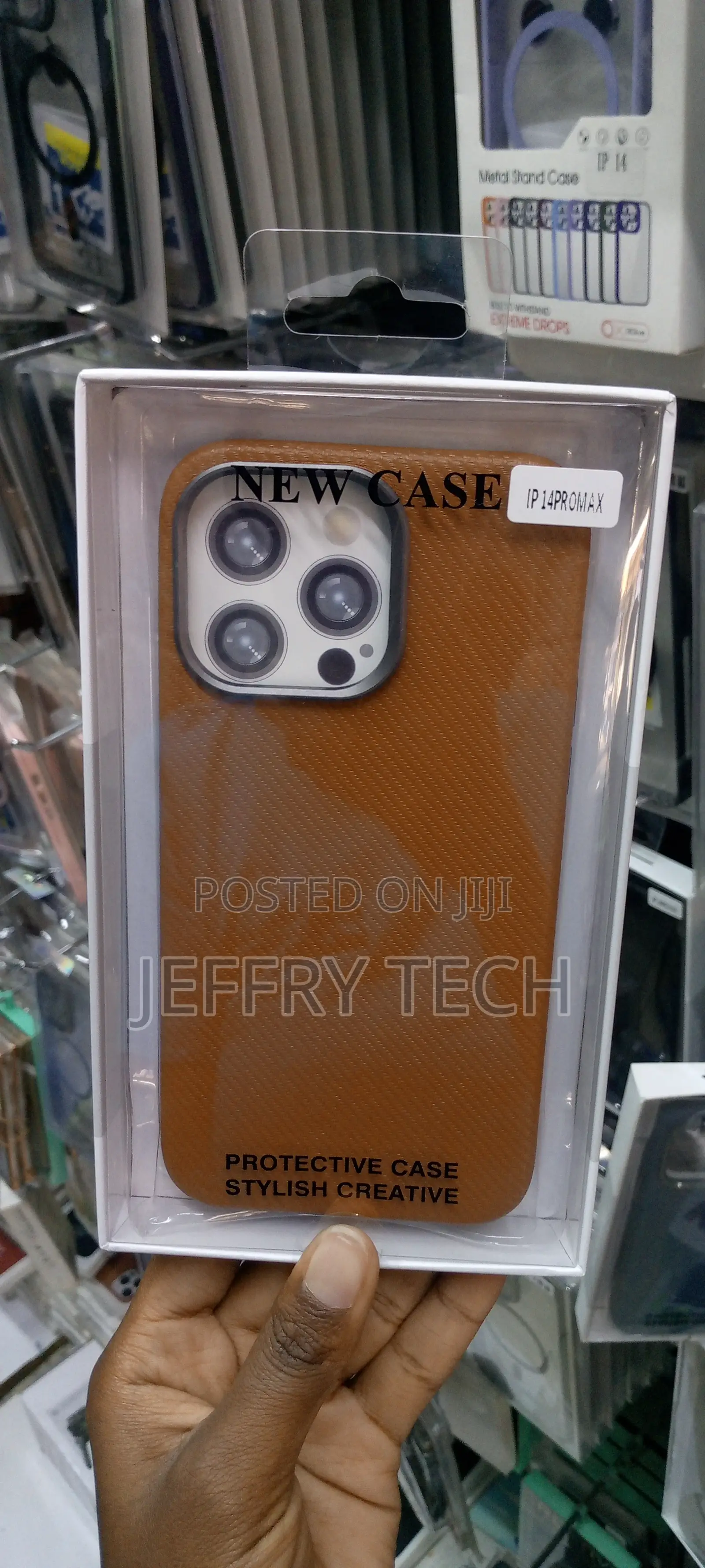 Phone Case for Apple iPhone 14 Pro Max Carbon Fiber-Brown