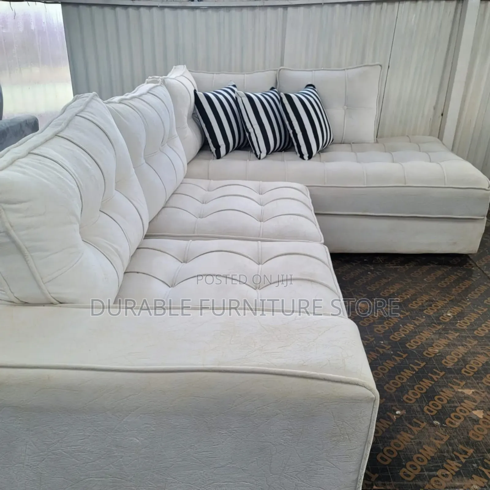 6 Seater L Seat Sofa White