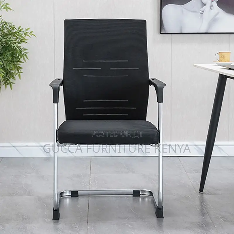 Office Chairs:Chrome Base Midnight Black Mesh Office Chair