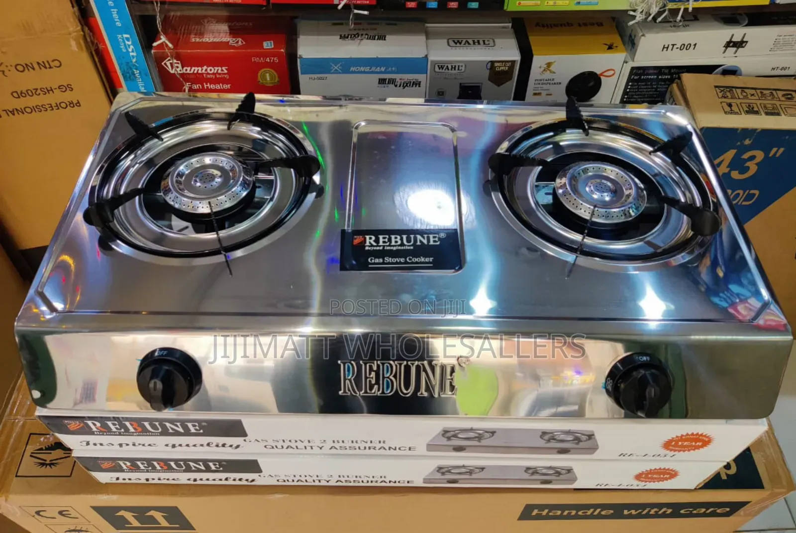 Rebune 2 Burner Stainless Gas Stove Cooker