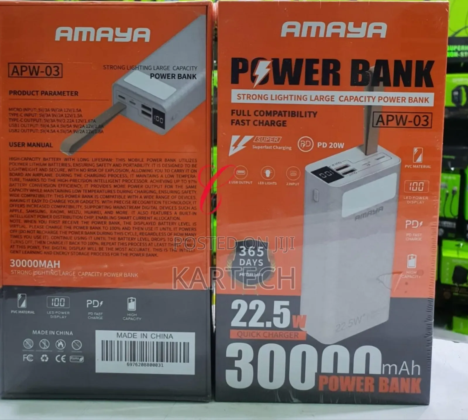 Amaya APW-03 PD20W 22.5W 30,000mah Power Bank