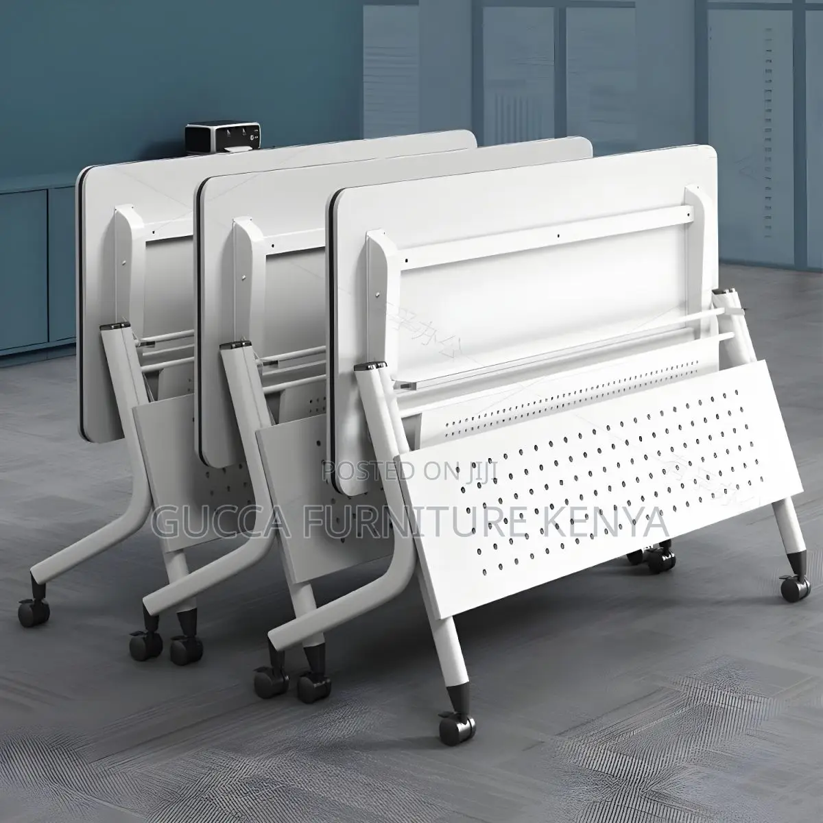 Office Tables: Wooden Tabletop Mobile Foldable 1200mm Table