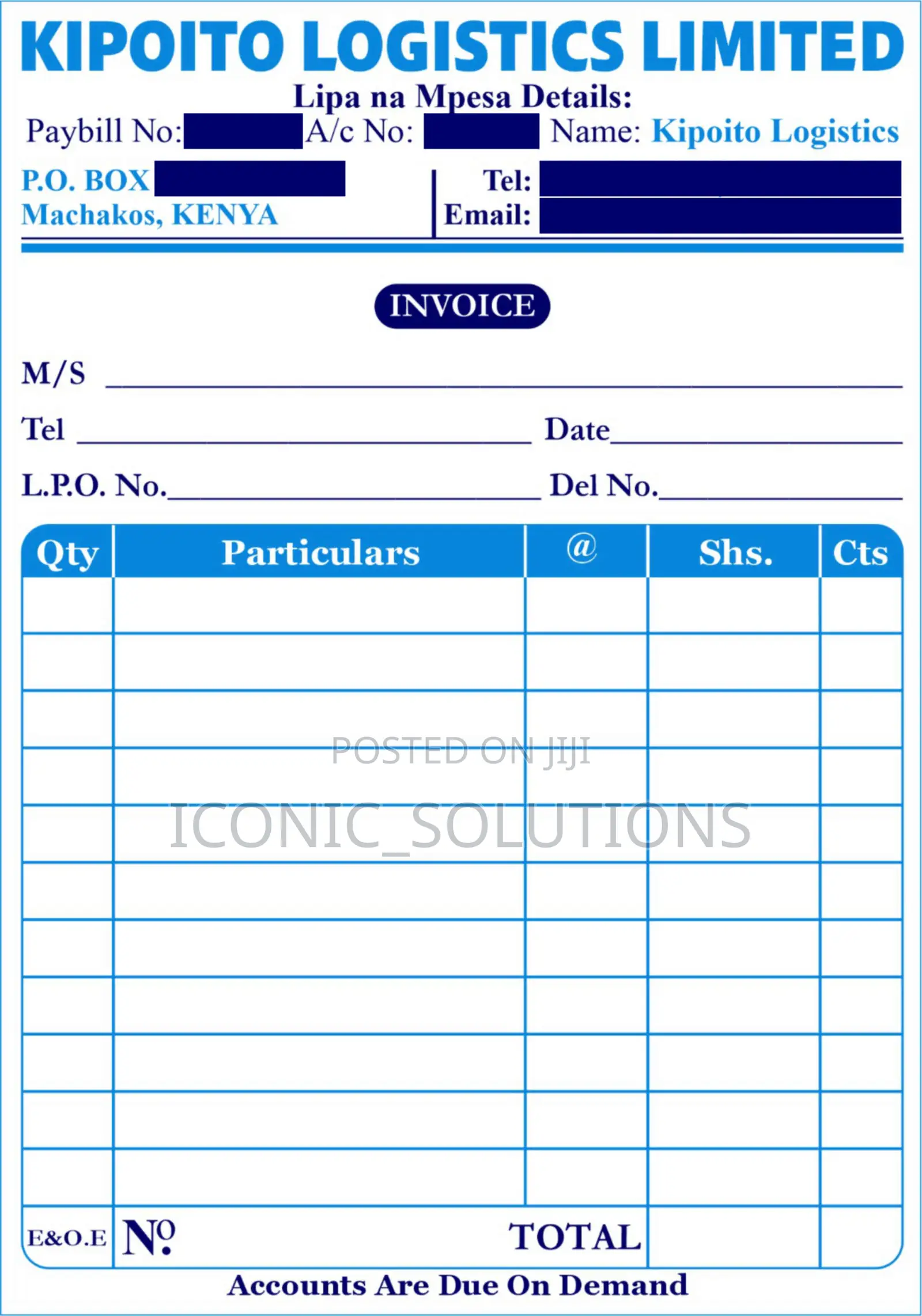 Self-Carbonating Custom-Printed Invoice Notes