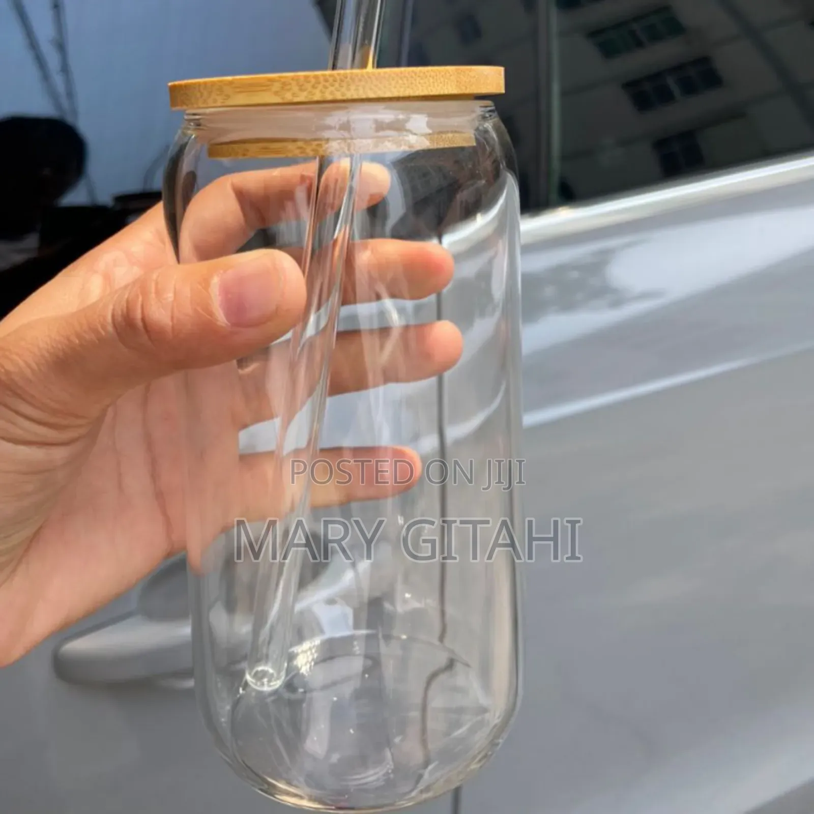 Glass Cup With Lid and Straw at 