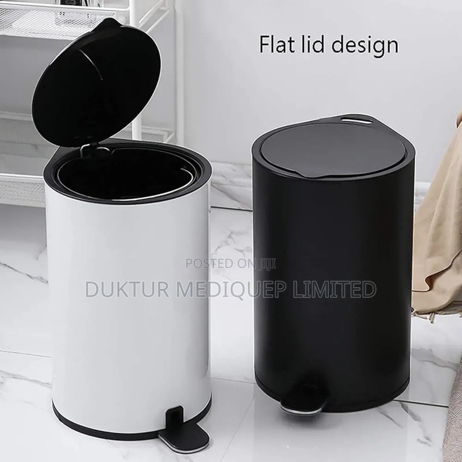 Stainless Steel & ABS Black Dustbin 8.5 Lit, 24X33X32.5cm