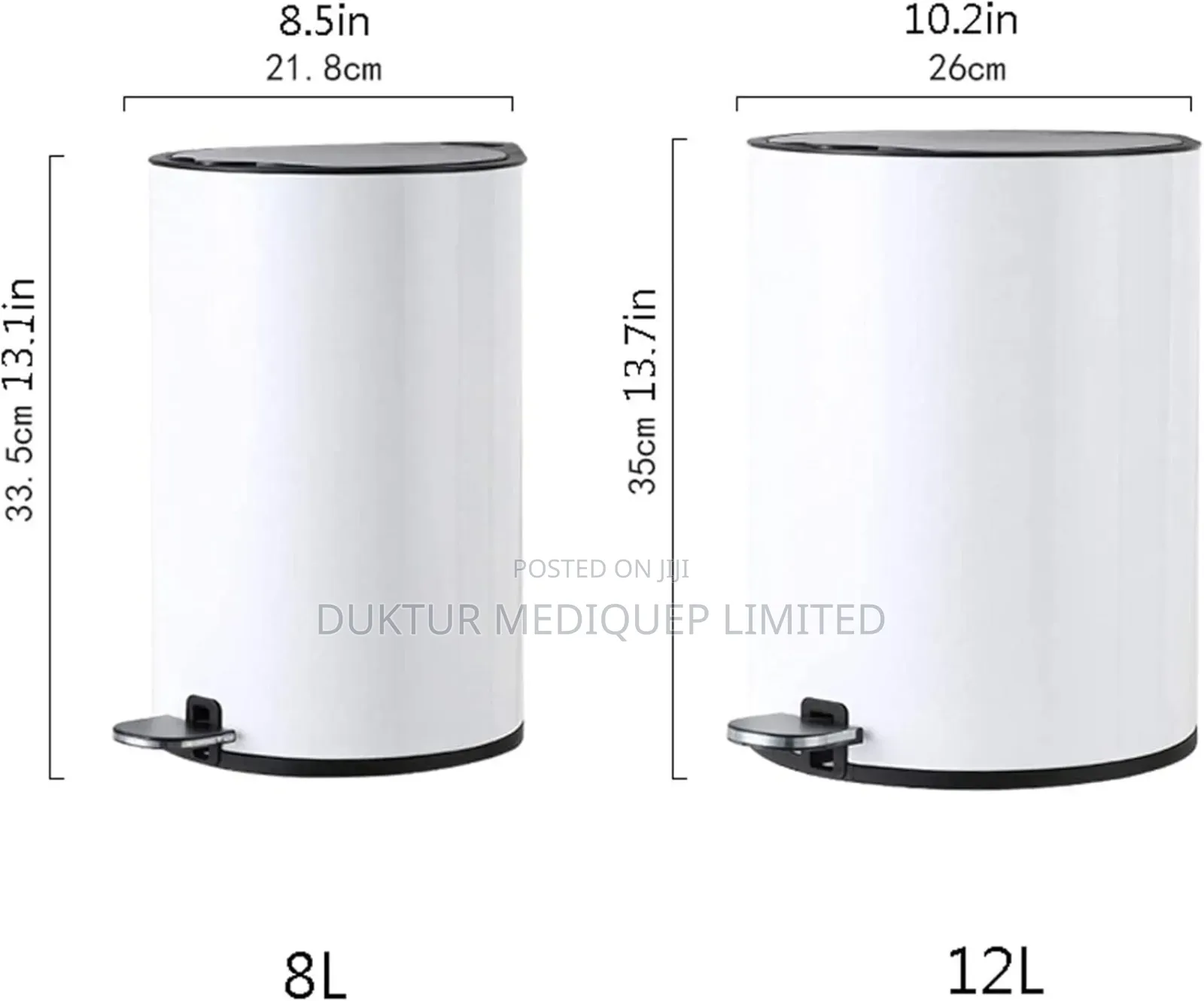 Stainless Steel & ABS Black Dustbin 8.5 Lit, 24X33X32.5cm