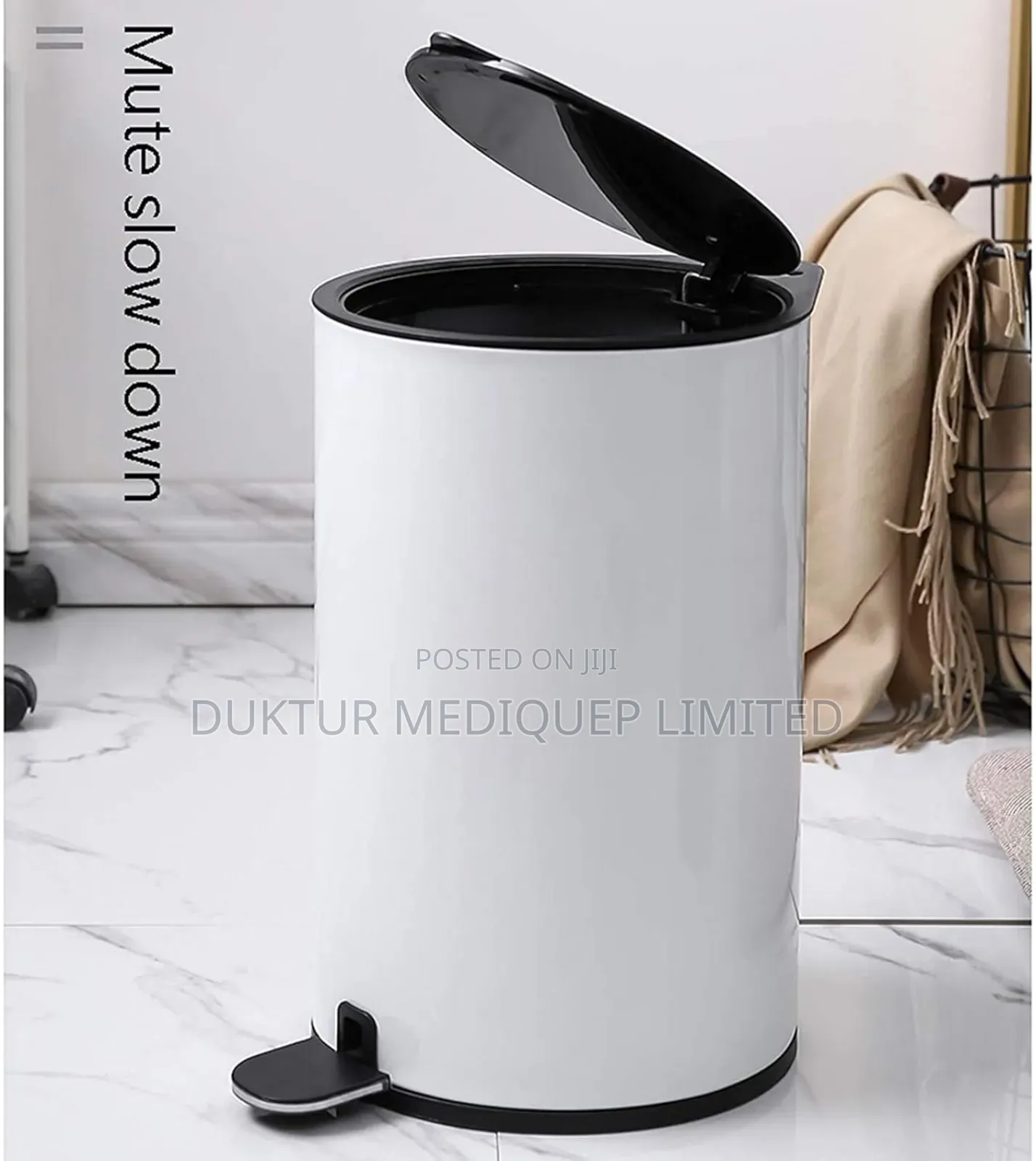 Stainless Steel & ABS Black Dustbin 8.5 Lit, 24X33X32.5cm