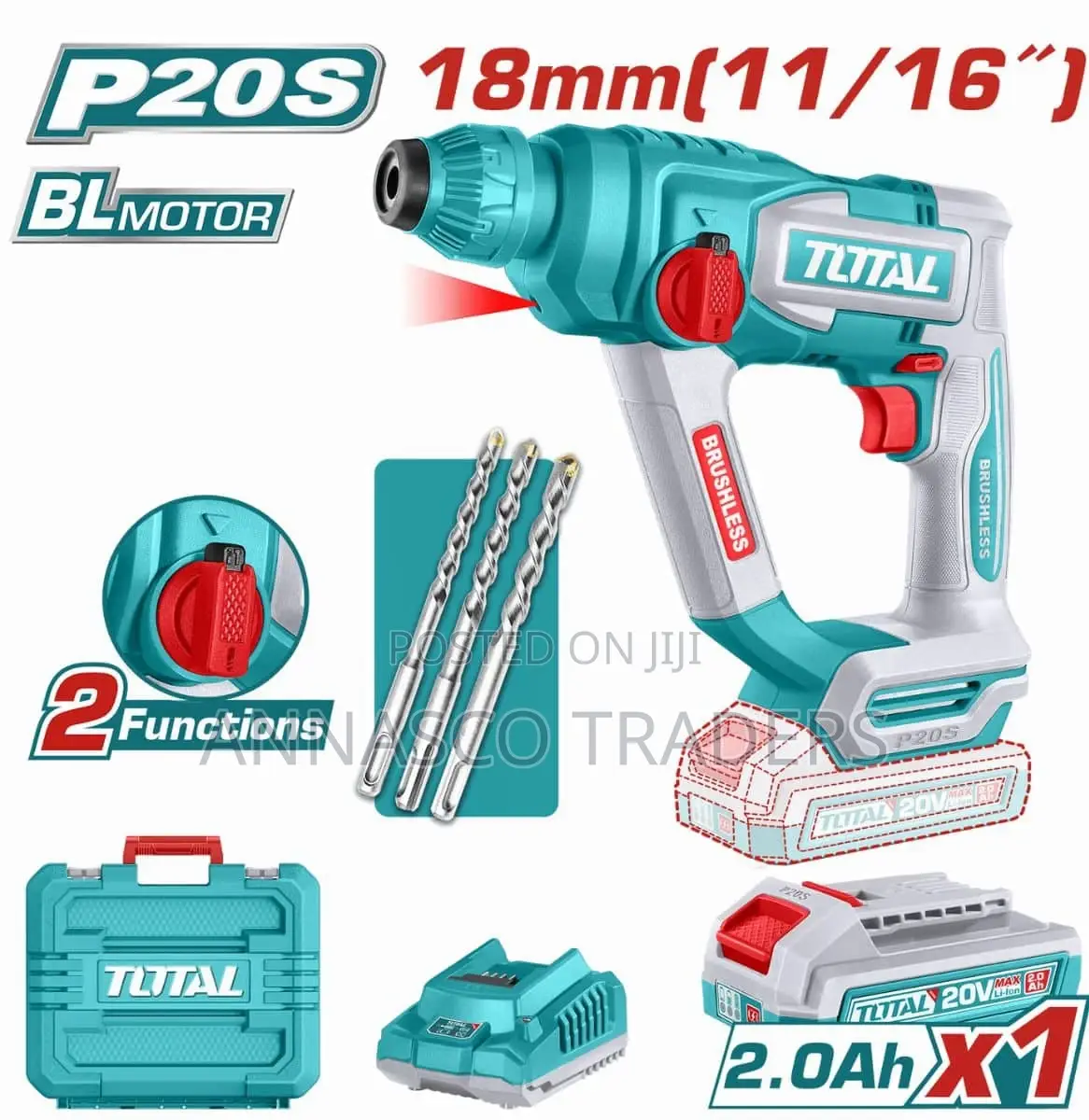 Quality Total TRHLI201881 Cordless Rotaryhammer 20V