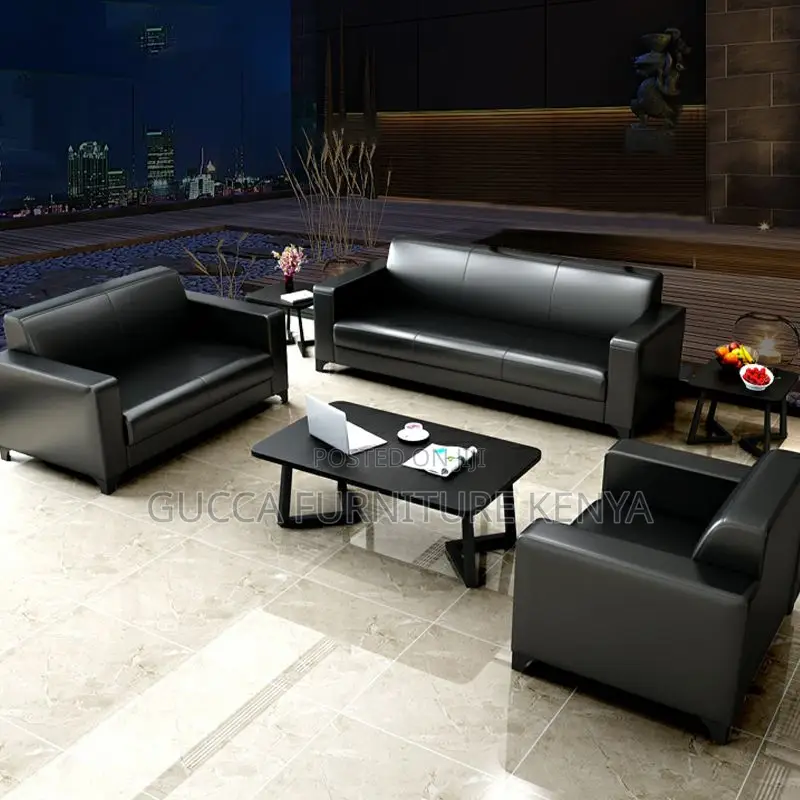 Sofas:5-Seater Waterproof Leather Modern Office Sofa Set