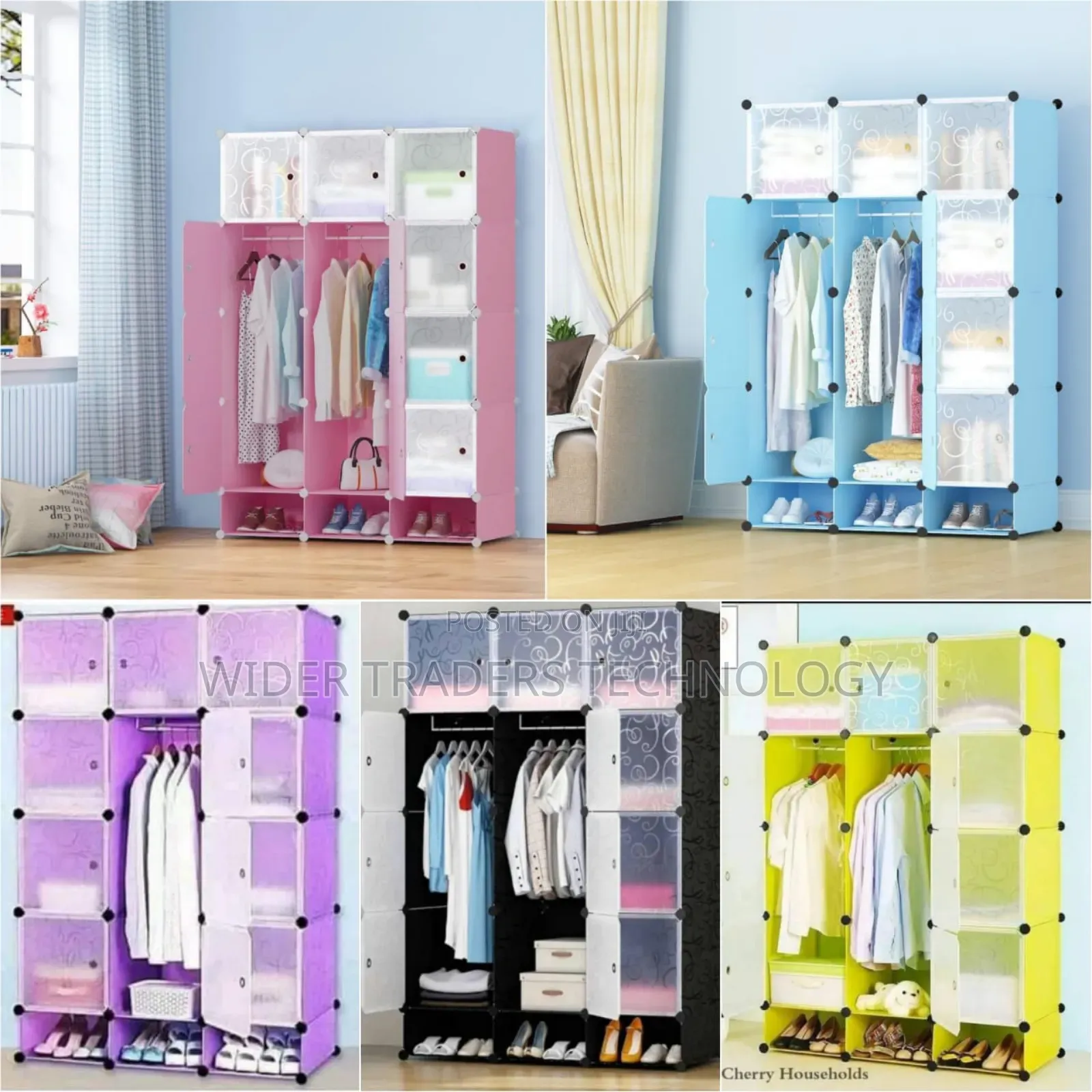 *Plastic Wardrobe Three Columns Dimensions: 175*135*45cm