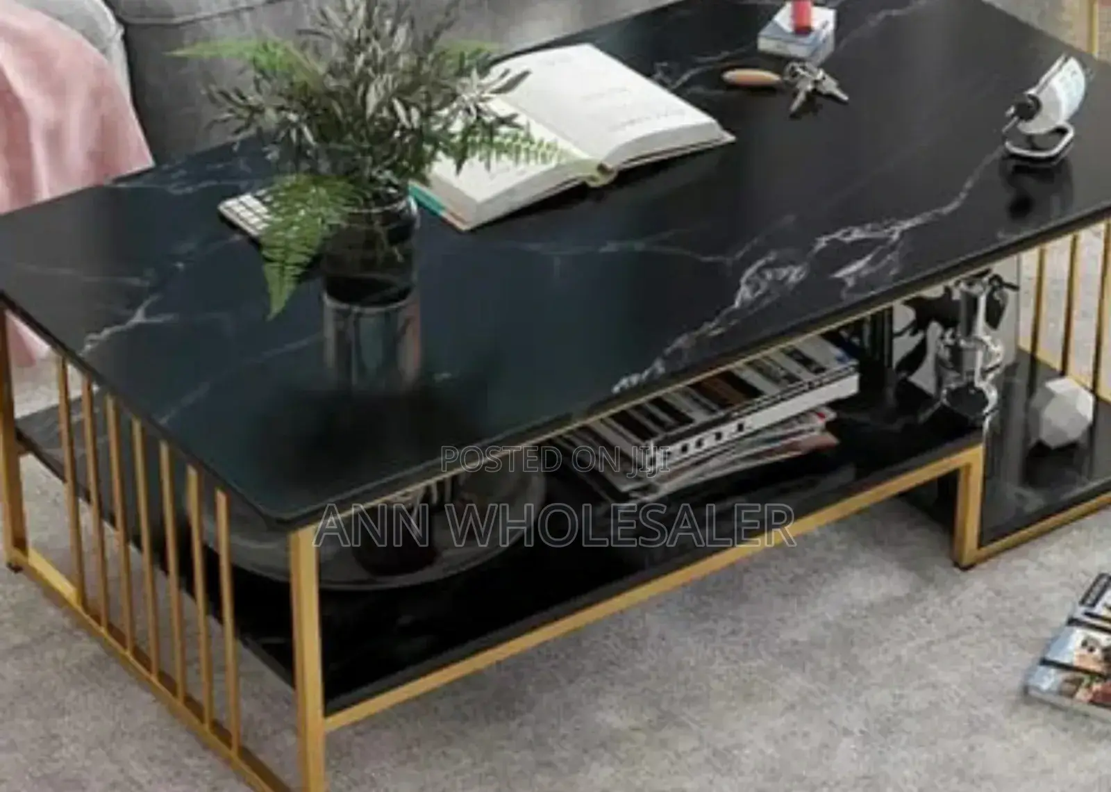 Black Executive Marble Effect Coffee Table EM-E/9